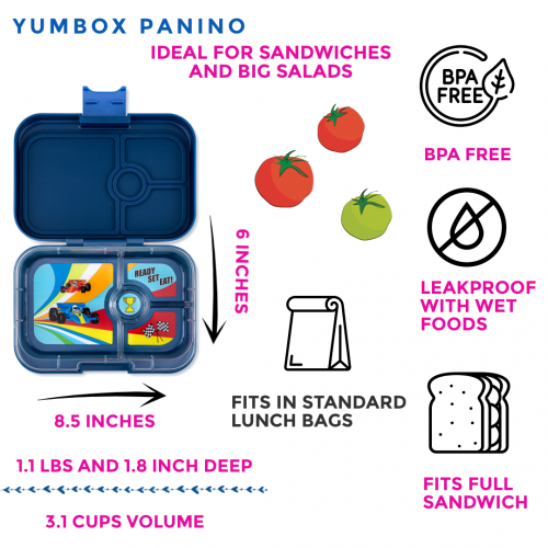 Yumbox 4 Compartment Panino Lunchbox Monte Carlo Blue